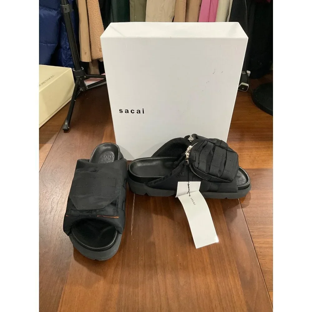 SACAI Pockets Slides in Black 43 10 New With Box Mens Sandals Shoes